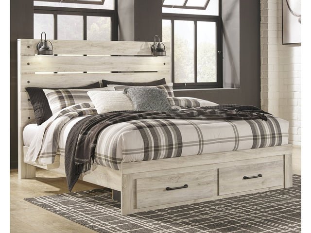 Cambeck Whitewash King Panel Bed with 2 Storage Drawers (Online Special Price) - Ornate Home