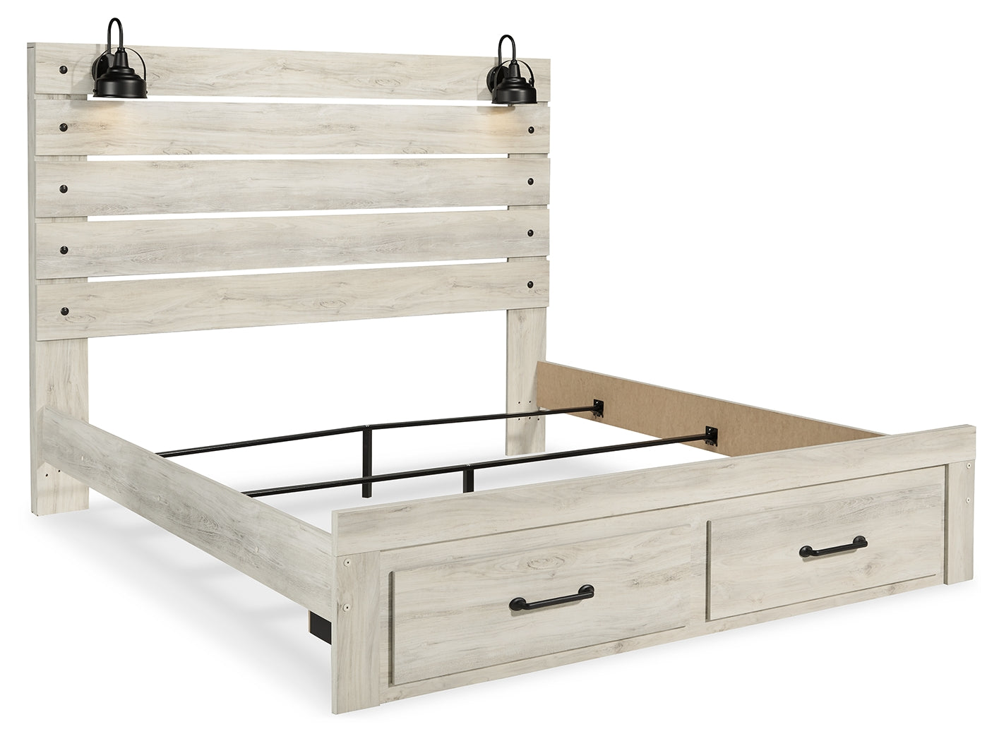 Cambeck Whitewash King Panel Bed with 2 Storage Drawers (Online Special Price) - Ornate Home