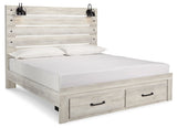 Cambeck Whitewash King Panel Bed with 2 Storage Drawers - Ornate Home