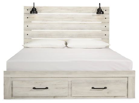 Cambeck Whitewash King Panel Bed with 2 Storage Drawers - Ornate Home