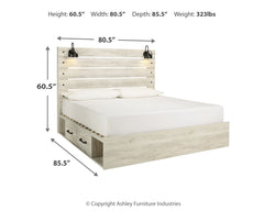 Cambeck Whitewash King Panel Bed with 4 Storage Drawers - Ornate Home