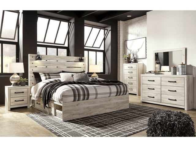 Cambeck Whitewash King Panel Bedroom Set w/ 2 Storage Drawers (Online Special Price) - Ornate Home