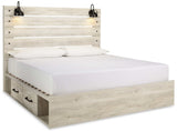 Cambeck Whitewash King Panel Bedroom Set w/ 2 Storage Drawers (Online Special Price) - Ornate Home