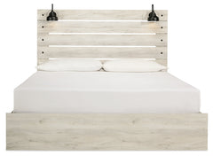 Cambeck Whitewash King Panel Bedroom Set with 2 Side Storage, Dresser, Mirror, and Nightstand - Ornate Home