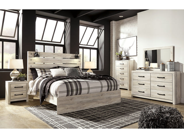 Cambeck Whitewash King Panel Bedroom Set with Dresser, Mirror, Chest and 2 Nightstands (Online Special Price) - Ornate Home