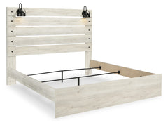 Cambeck Whitewash King Panel Bedroom Set with Dresser, Mirror, Chest and 2 Nightstands - Ornate Home