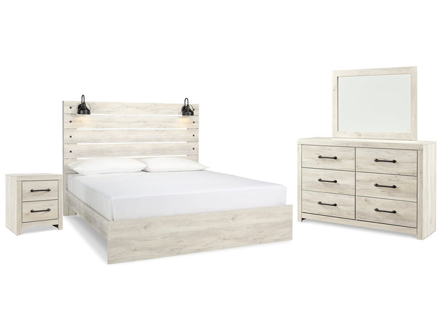 Cambeck Whitewash King Panel Bedroom Set with Dresser, Mirror and Nightstand (Online Special Price) - Ornate Home