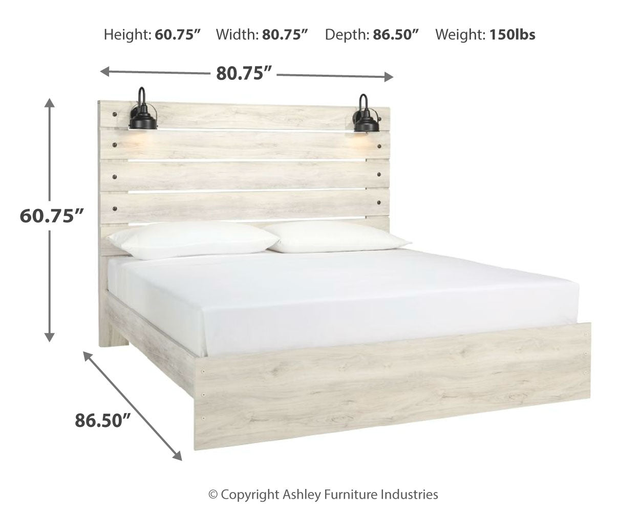 Cambeck Whitewash King Panel Bedroom Set with Dresser, Mirror and Nightstand - Ornate Home