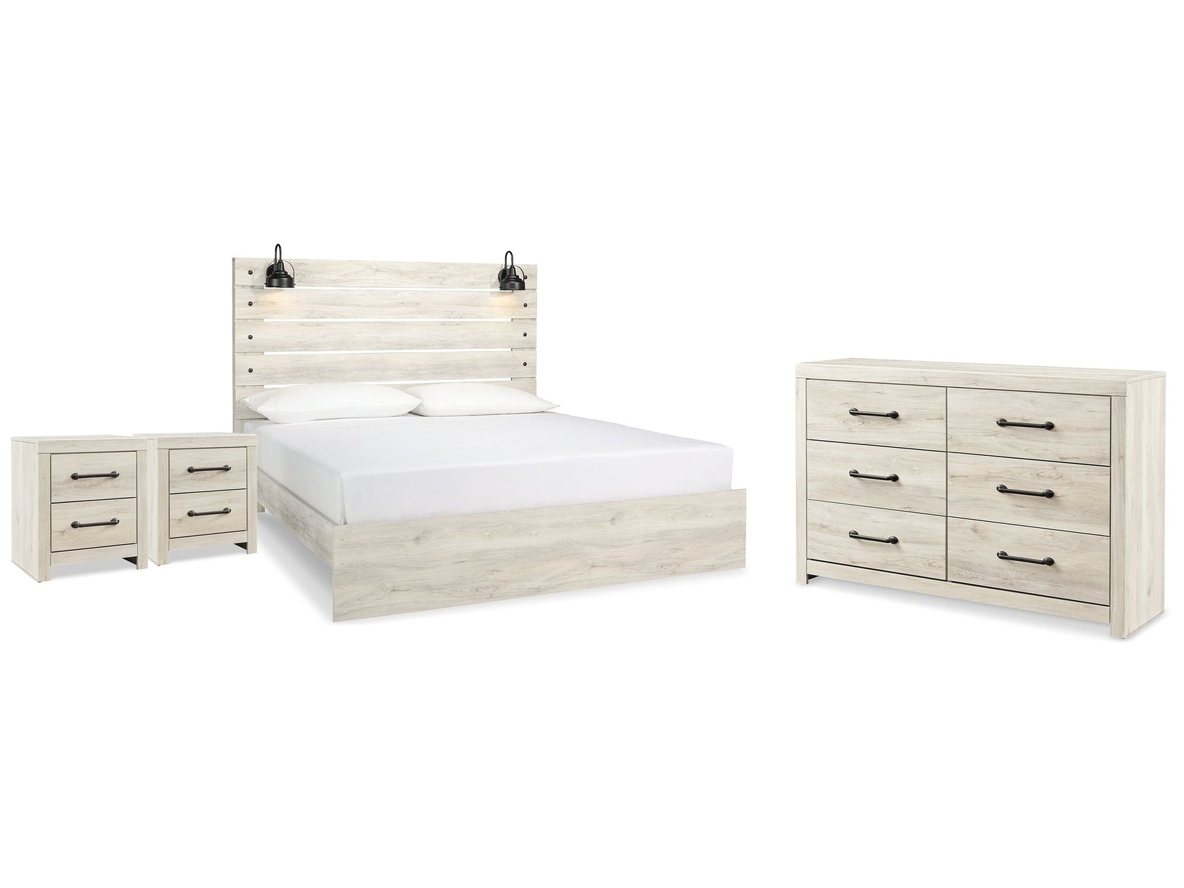 Cambeck Whitewash King Panel Bedroom Set with Dresser and 2 Nightstands (Online Special Price) - Ornate Home
