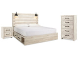 Cambeck Whitewash King Panel Bedroom Set with Storage, Chest and Nightstand (Online Special Price) - Ornate Home