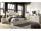 Cambeck Whitewash King Panel Bedroom Set with Storage, Dresser, Mirror, Chest and 2 Nightstands - Ornate Home