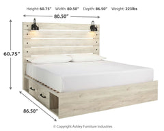 Cambeck Whitewash King Panel Bedroom Set with Storage, Dresser, Mirror and Nightstand - Ornate Home