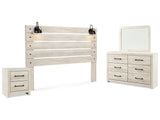 Cambeck Whitewash King Panel Headboard, Dresser, Mirror and Nightstand - Ornate Home