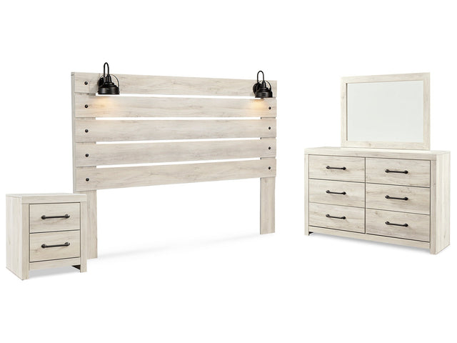 Cambeck Whitewash King Panel Headboard, Dresser, Mirror and Nightstand - Ornate Home