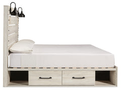 Cambeck Whitewash King Panel Storage Bed, Dresser, Mirror, Chest and Nightstand - Ornate Home