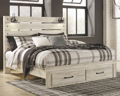 Cambeck Whitewash King Panel Storage Bed, Dresser, Mirror and Nightstand - Ornate Home