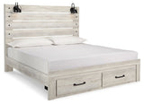 Cambeck Whitewash King Panel Storage Bedroom Set with Dresser, Mirror, Chest and 2 Nightstands (Online Special Price) - Ornate Home