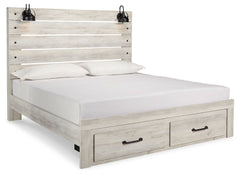 Cambeck Whitewash King Panel Storage Bedroom Set with Dresser, Mirror, Chest and 2 Nightstands - Ornate Home
