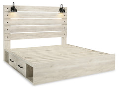 Cambeck Whitewash King Panel Storage Bedroom Set with Dresser, Mirror, Chest and Nightstand - Ornate Home