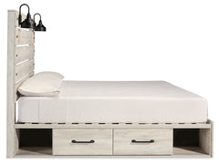 Cambeck Whitewash King Panel Storage Bedroom Set with Dresser, Mirror, Chest and Nightstand - Ornate Home