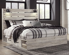 Cambeck Whitewash King Panel Storage Bedroom Set with Dresser, Mirror and Nightstand - Ornate Home