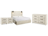 Cambeck Whitewash King Panel Storage Bedroom Set with Dresser and 2 Nightstands (Online Special Price) - Ornate Home