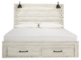 Cambeck Whitewash King Storage Bedroom Set with 2 Dressers, Mirror, and 2 Nightstands - Ornate Home