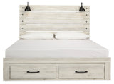 Cambeck Whitewash King Storage Bedroom Set with Dresser, Mirror and 2 Nightstands - Ornate Home