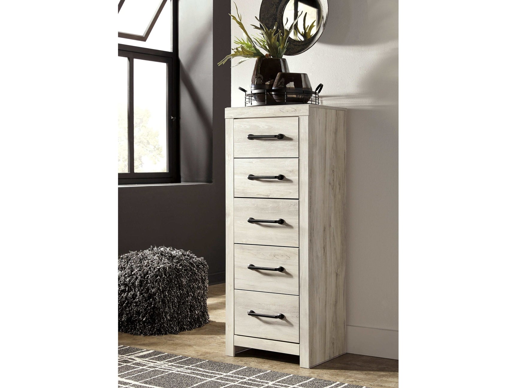 Cambeck Whitewash Narrow Chest of Drawers (Online Special Price) - Ornate Home