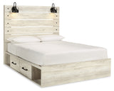Cambeck Whitewash Queen Panel Bed with 4 Storage Drawers - Ornate Home