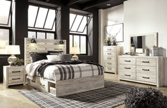 Cambeck Whitewash Queen Panel Bed with 4 Storage Drawers - Ornate Home