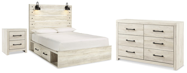 Cambeck Whitewash Queen Panel Bed with Storage, Dresser and Nightstand (Online Special Price) - Ornate Home