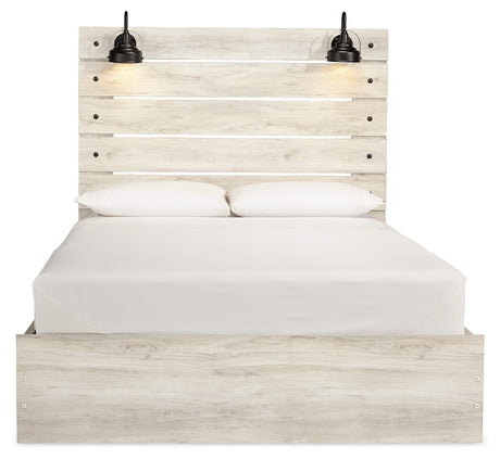 Cambeck Whitewash Queen Panel Bed with Storage, Dresser and Nightstand - Ornate Home