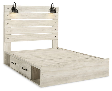Cambeck Whitewash Queen Panel Bed with Storage, Dresser and Nightstand - Ornate Home