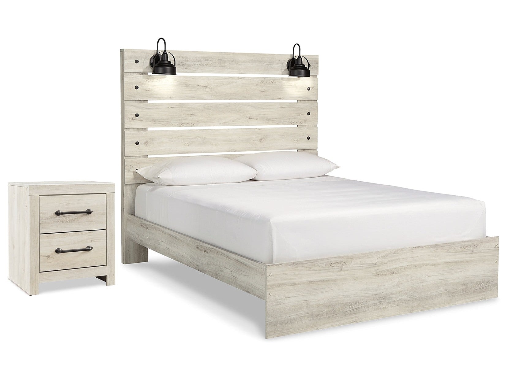 Cambeck Whitewash Queen Panel Bedroom Set with 2 Nightstands (Online Special Price) - Ornate Home
