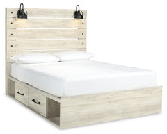 Cambeck Whitewash Queen Panel Bedroom Set with Storage, Dresser, Mirror, Chest and 2 Nightstands - Ornate Home