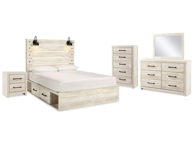 Cambeck Whitewash Queen Panel Bedroom Set with Storage, Dresser, Mirror, Chest and Nightstand (Online Special Price) - Ornate Home