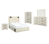 Cambeck Whitewash Queen Panel Bedroom Set with Storage, Dresser, Mirror, Chest and Nightstand - Ornate Home