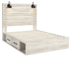Cambeck Whitewash Queen Panel Bedroom Set with Storage, Dresser, Mirror and 2 Nightstands - Ornate Home