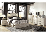 Cambeck Whitewash Queen Panel Bedroom Set with Storage, Dresser, Mirror and 2 Nightstands - Ornate Home