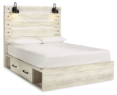 Cambeck Whitewash Queen Panel Bedroom Set with Storage, Dresser, Mirror and 2 Nightstands - Ornate Home