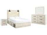 Cambeck Whitewash Queen Panel Bedroom Set with Storage, Dresser, Mirror and Nightstand (Online Special Price) - Ornate Home