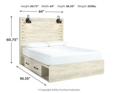 Cambeck Whitewash Queen Panel Bedroom Set with Storage, Dresser, Mirror and Nightstand - Ornate Home