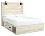 Cambeck Whitewash Queen Panel Bedroom Set with Storage, Dresser and 2 Nightstands (Online Special Price) - Ornate Home