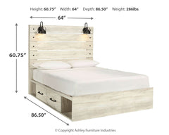 Cambeck Whitewash Queen Panel Bedroom Set with Storage, Dresser and Mirror - Ornate Home
