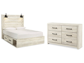Cambeck Whitewash Queen Panel Bedroom Set with Storage and Dresser (Online Special Price) - Ornate Home