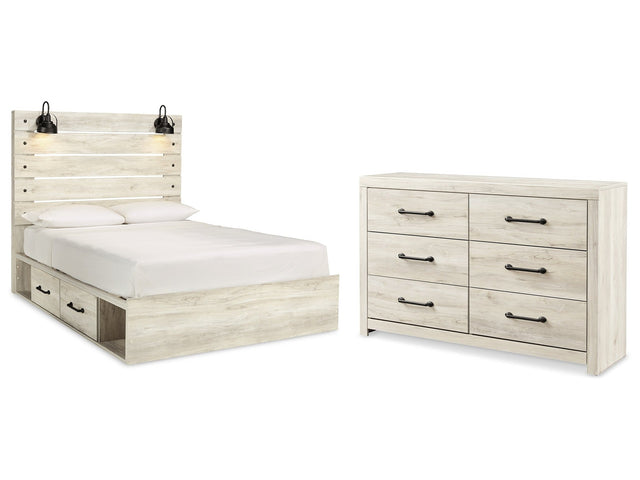 Cambeck Whitewash Queen Panel Bedroom Set with Storage and Dresser (Online Special Price) - Ornate Home