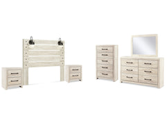 Cambeck Whitewash Queen Panel Headboard, Dresser, Mirror, Chest and 2 Nightstands - Ornate Home