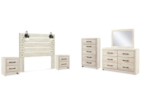Cambeck Whitewash Queen Panel Headboard, Dresser, Mirror, Chest and 2 Nightstands - Ornate Home