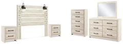 Cambeck Whitewash Queen Panel Headboard, Dresser, Mirror, Chest and 2 Nightstands - Ornate Home